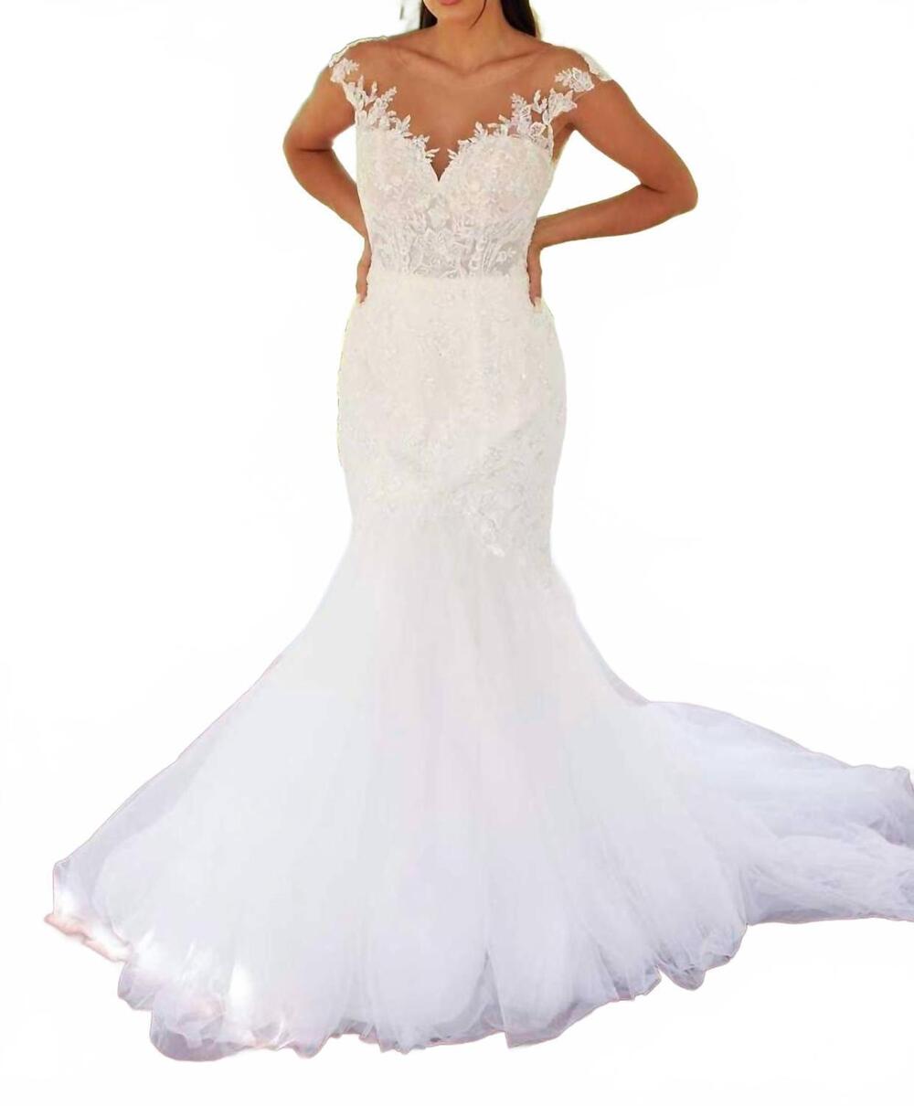 NEW STELLA YORK fit-and-flare wedding dress in ivory/ivory/porcelain